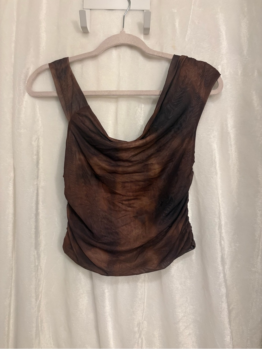 Fashion Nova Brown Cowl Neck Draped Tank